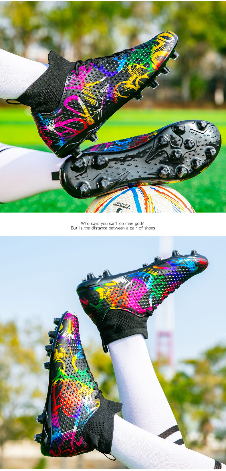 Youth Football Shoes Men and Women Long Spikes Adult Professional Sports Training Shoes Artificial Grass Non-Slip Wear-Resistant Competition Shoes