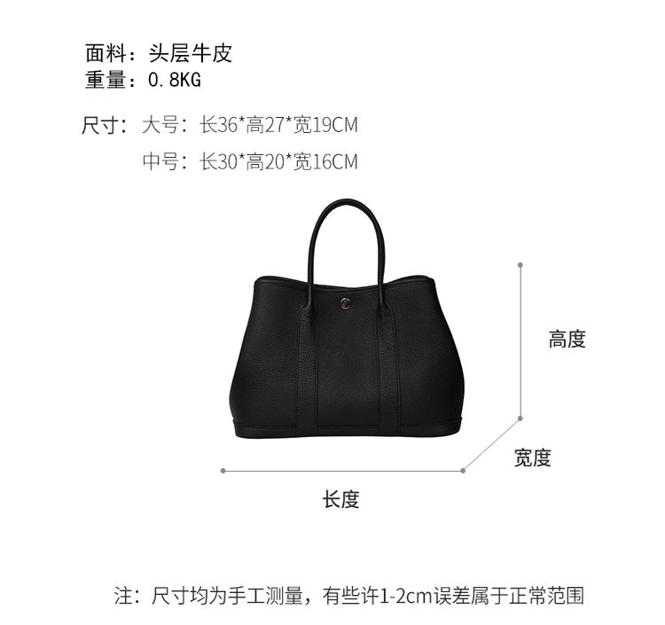 Garden Bag Summer High-End Feel Guangzhou First Layer Cowhide Women's Bag Genuine Leather Tote Bag Large Capacity Commuter Handbag