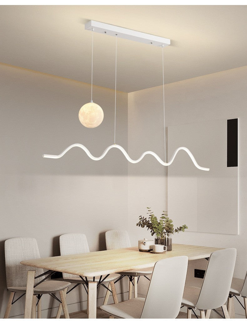 Restaurant Pendant Light Luxury Dining Room Table Bar Counter Lighting Modern Minimalist Moon Lamp Minimalist Long Strip Restaurant Light