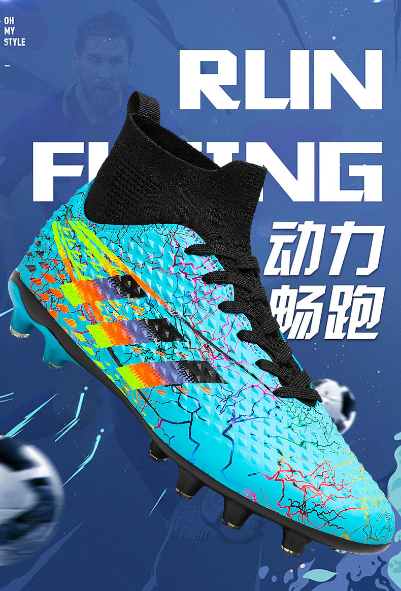 New high-top soccer shoes for men and women AG Spike TF Broken Nail Youth Student Grassland Competition Training Shoes