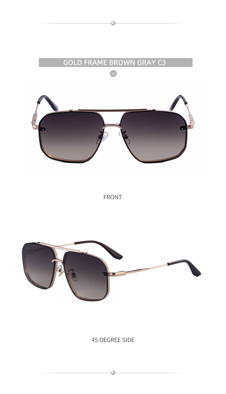 2025New European and American Fashion Square Frame Sunglasses for Men High-End Frameless Sunglasses Men Trendy Sun Protection shades