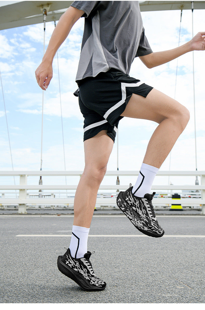 Autumn New Fashion Casual Double Mesh Thickened Sports Shoes with Real Carbon Plate High Elasticity Cushioning Marathon Lightweight Running Shoes