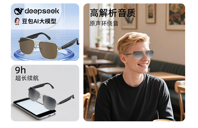 Factory Direct Supply ai Translation Bluetooth Glasses Smart Multi-Language Meeting Call Office Special Hot Sale