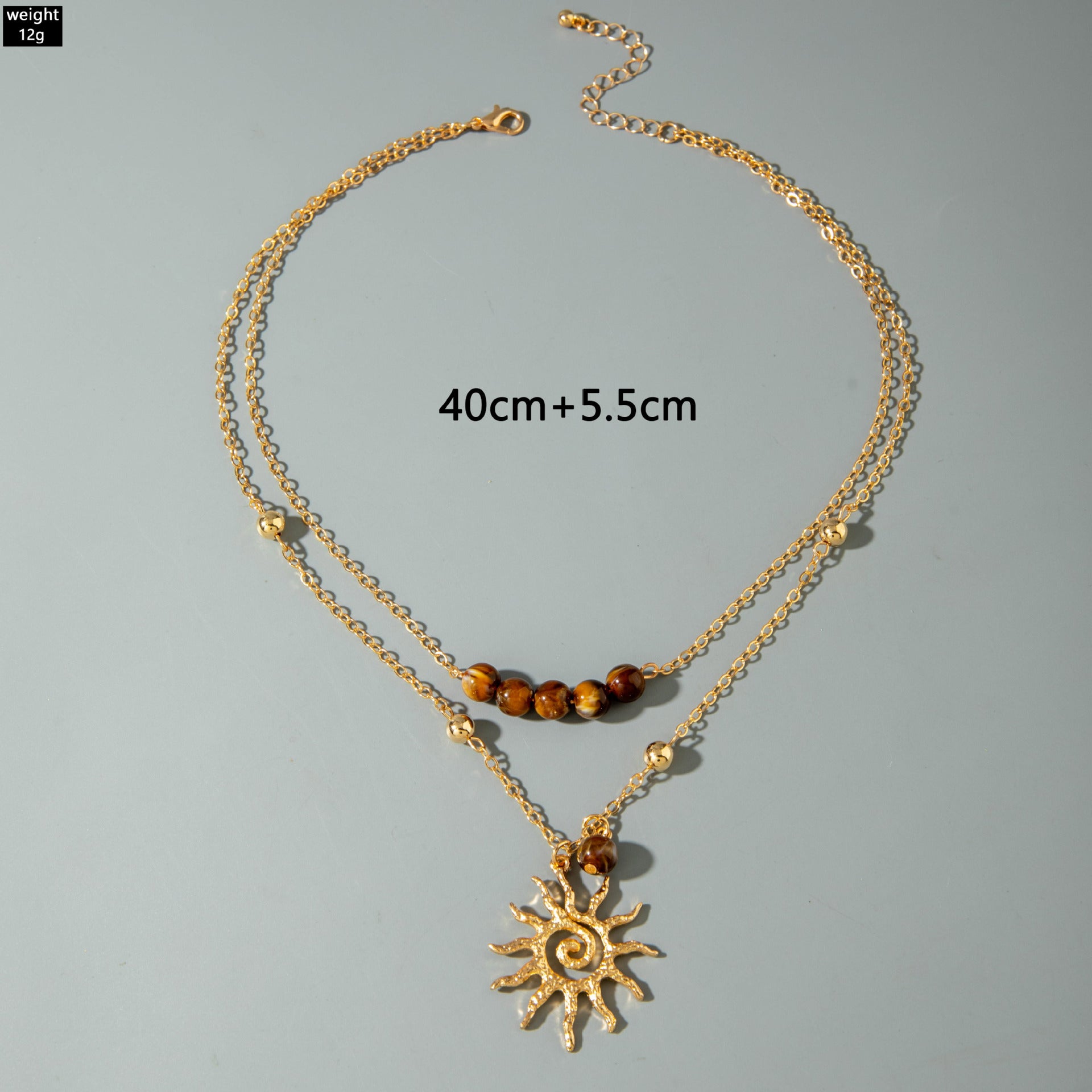 European and American Fashion Jewelry Double Layer Stacked Sunflower Pendant Necklace Simple Flat Snake Necklace Wholesale
