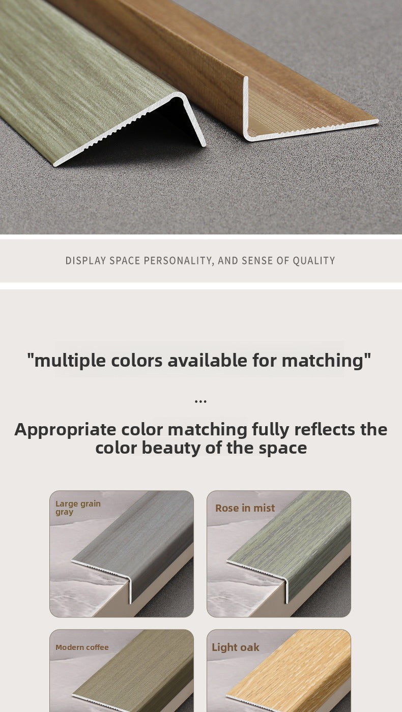 Aluminum alloy wood grain L Right-angle ultra-narrow wood flooring edge trim strip7Door threshold edging trim, wardrobe corner fastener strip