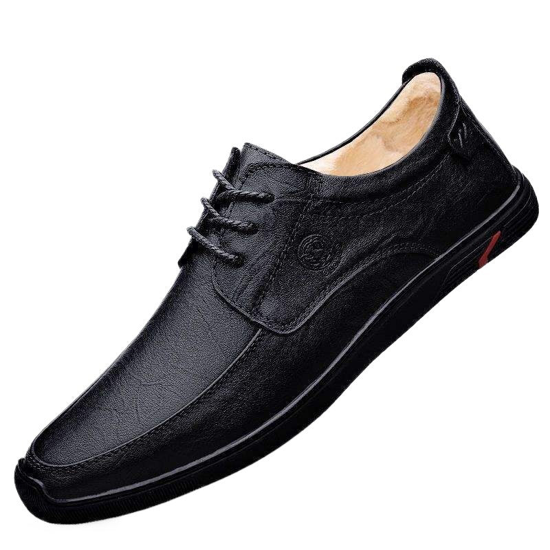 Yangxin Casual Leather Shoes for Men Soft Sole Soft Leather Lace-up Versatile Thick Sole Men's Leather Shoes