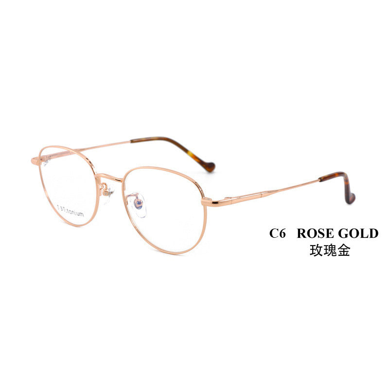 Vintage Half Titanium Eyeglass Frame Oval Frame Unisex Fashion Versatile Glasses Metal Frame Hot Sale