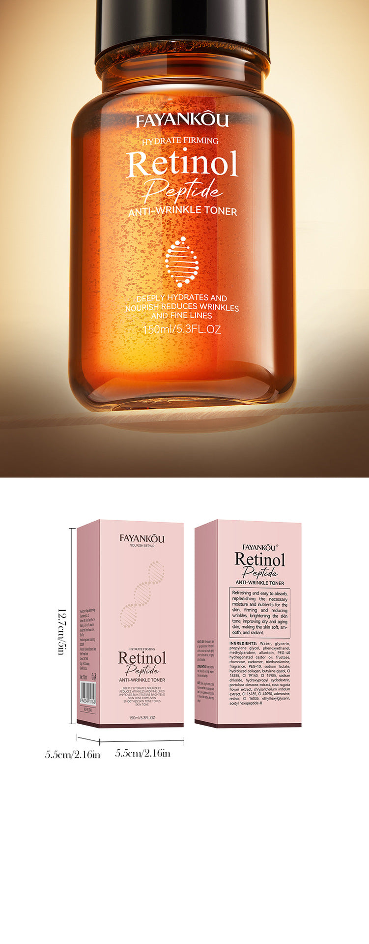 Full English Retinol Peptide Skincare Series  FAYANKOU Amino Acid Facial Cleanser  Wholesale