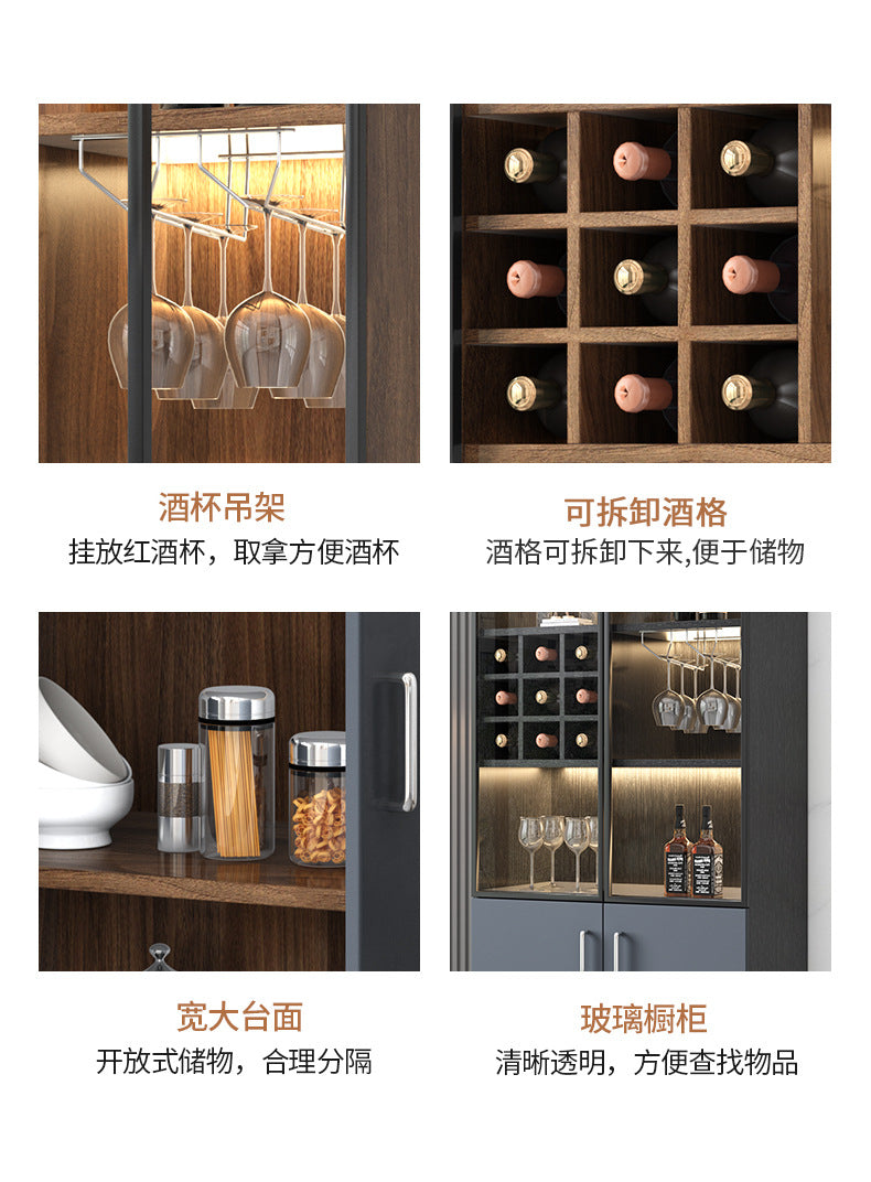 Glass Wine Cabinet for Living Room, Wall-Mounted, Modern Minimalist, Light Luxury, Double-Door Wine Cabinet, Home Dining Side Cabinet, High-End Display Storage Cabinet