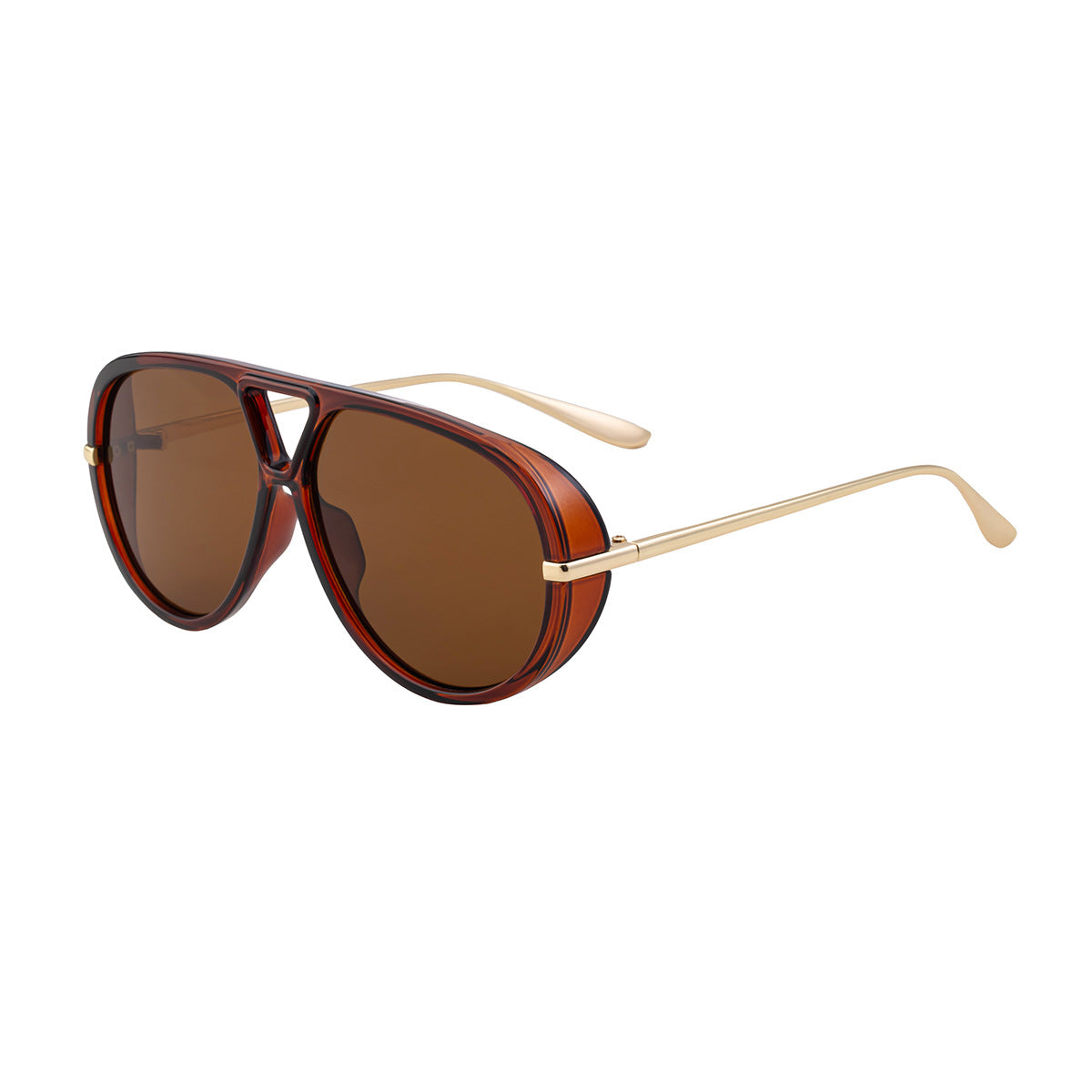 2025New European and American Style Toad Sunglasses for Men, Double Bridge Aviator Glasses, Outdoor Sun Protection Sunglasses for Men