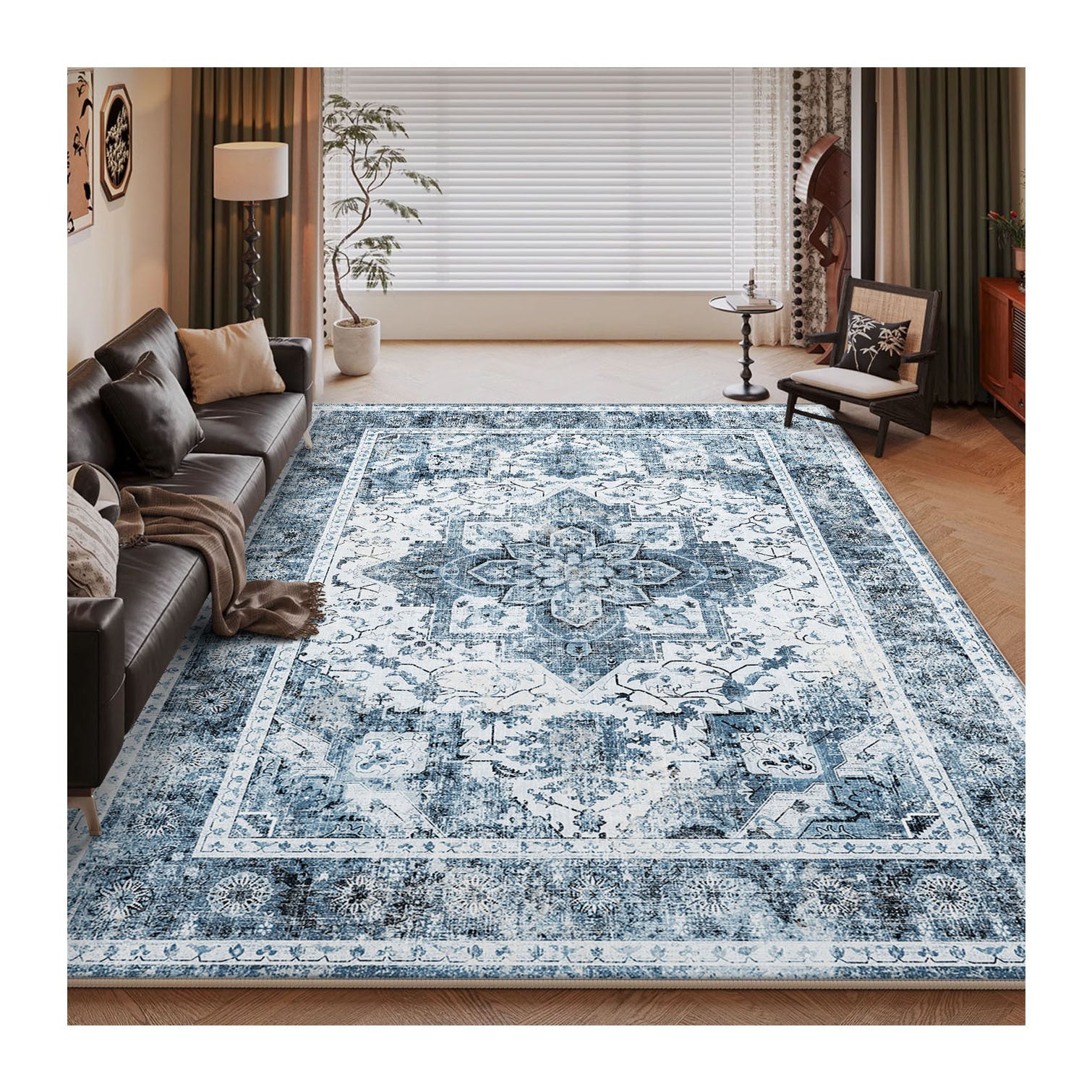 Persian Style Large Area Full Coverage Living Room Carpet, Stain Resistant and Easy to Maintain, Sofa and Coffee Table Decorative Carpet Wholesale