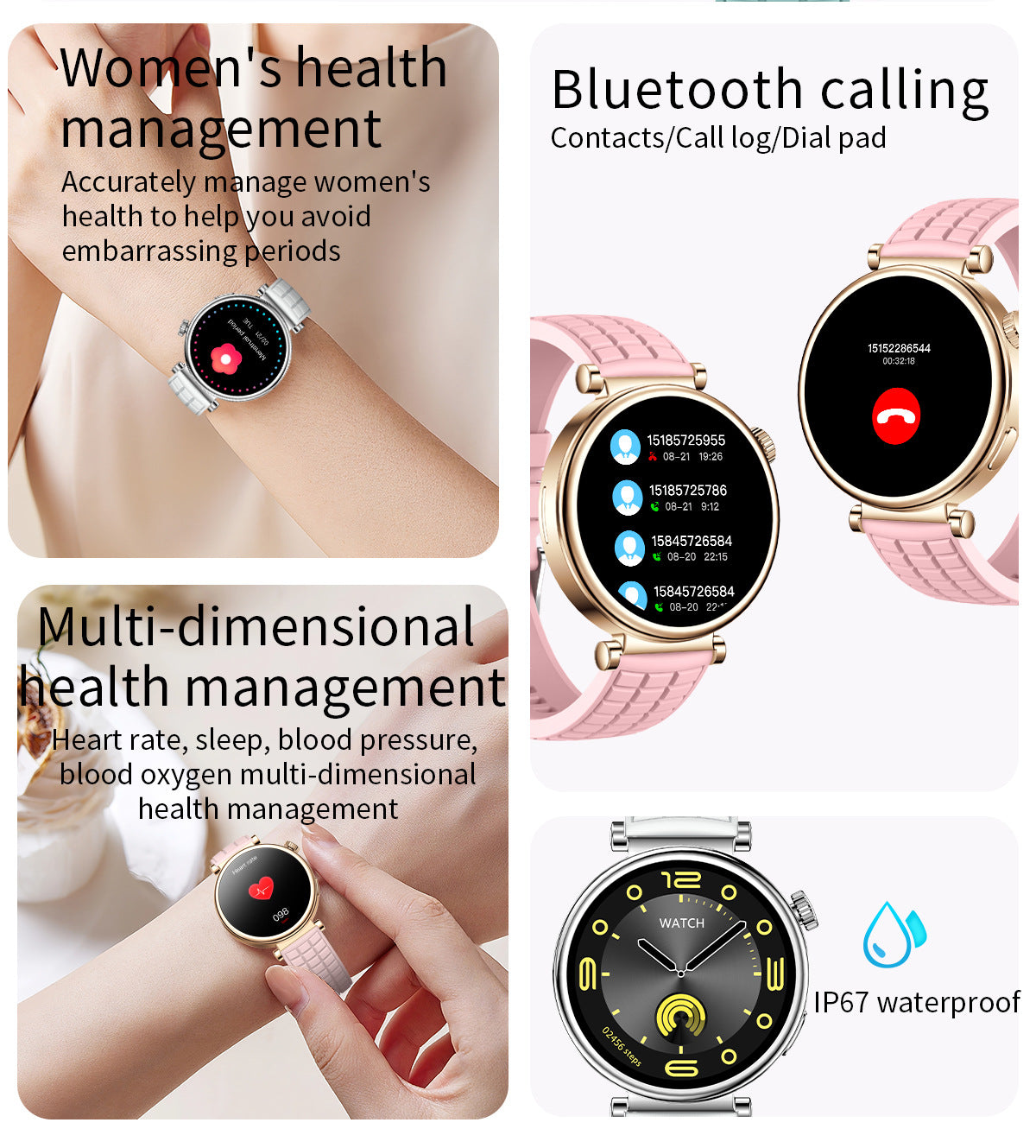 Z01 Mini Smart Watch Bluetooth Call True Heart Rate Step Sleep Monitoring Exquisite Ladies Outdoor Sports