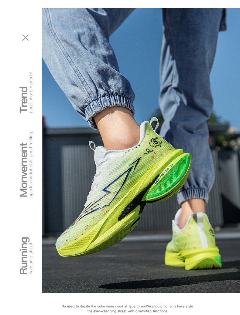 Spring and Summer Rebound Shock Absorption Carbon Plate Support Running Shoes Mesh Breathable Sports Shoes Lightweight Shock Absorption Anti-Slip Running Shoes