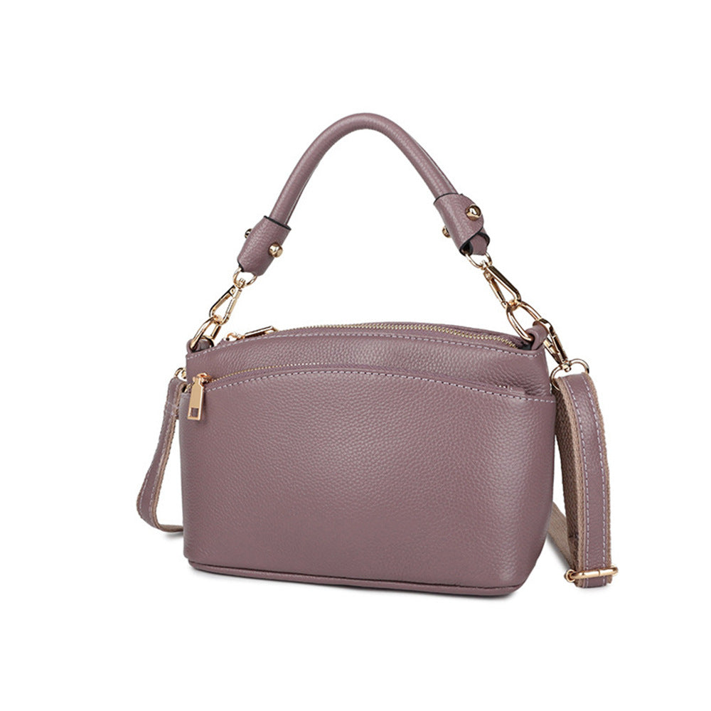 Guangzhou Shiling Genuine Leather Women's Bag for Middle-aged Moms, Small Square Bag, Top Layer Cowhide, Single Shoulder Crossbody Bag, Versatile