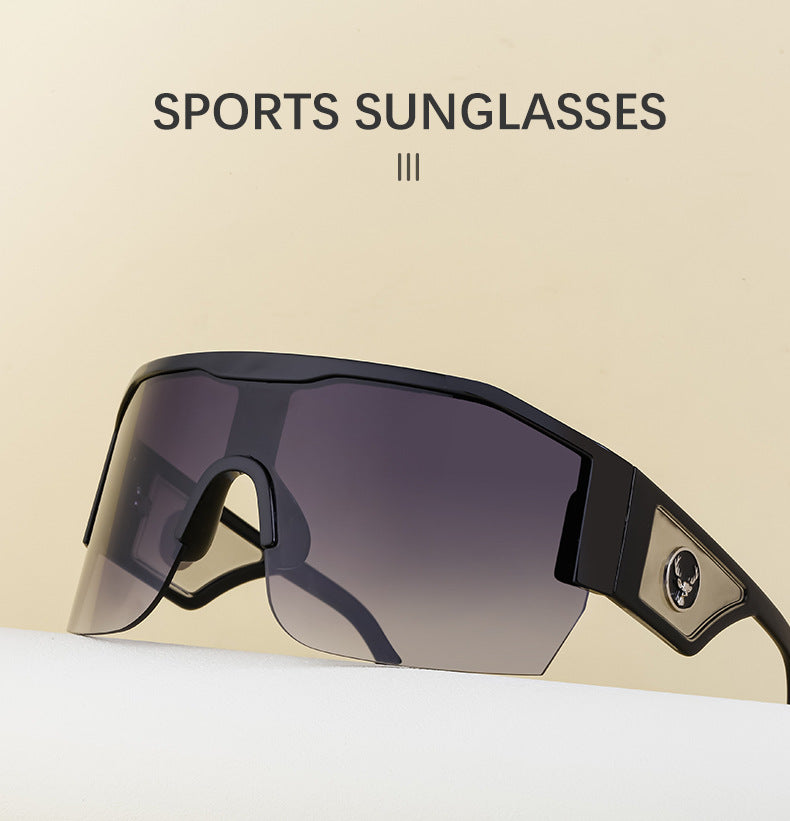 Y2K Millennium Integrated Cycling Sports Sunglasses for Women, European and American Style, Large Frame, Windproof, Half Frame Sunglasses