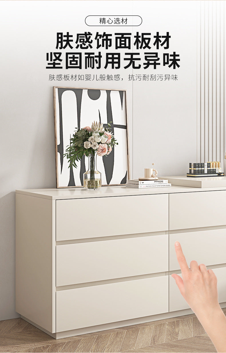 Solid Wood Dressing Table Cream Style Bedroom Modern Simple Makeup Table Chest of Drawers Dressing Table Integrated Cabinet Master Bedroom Bedside Cabinet
