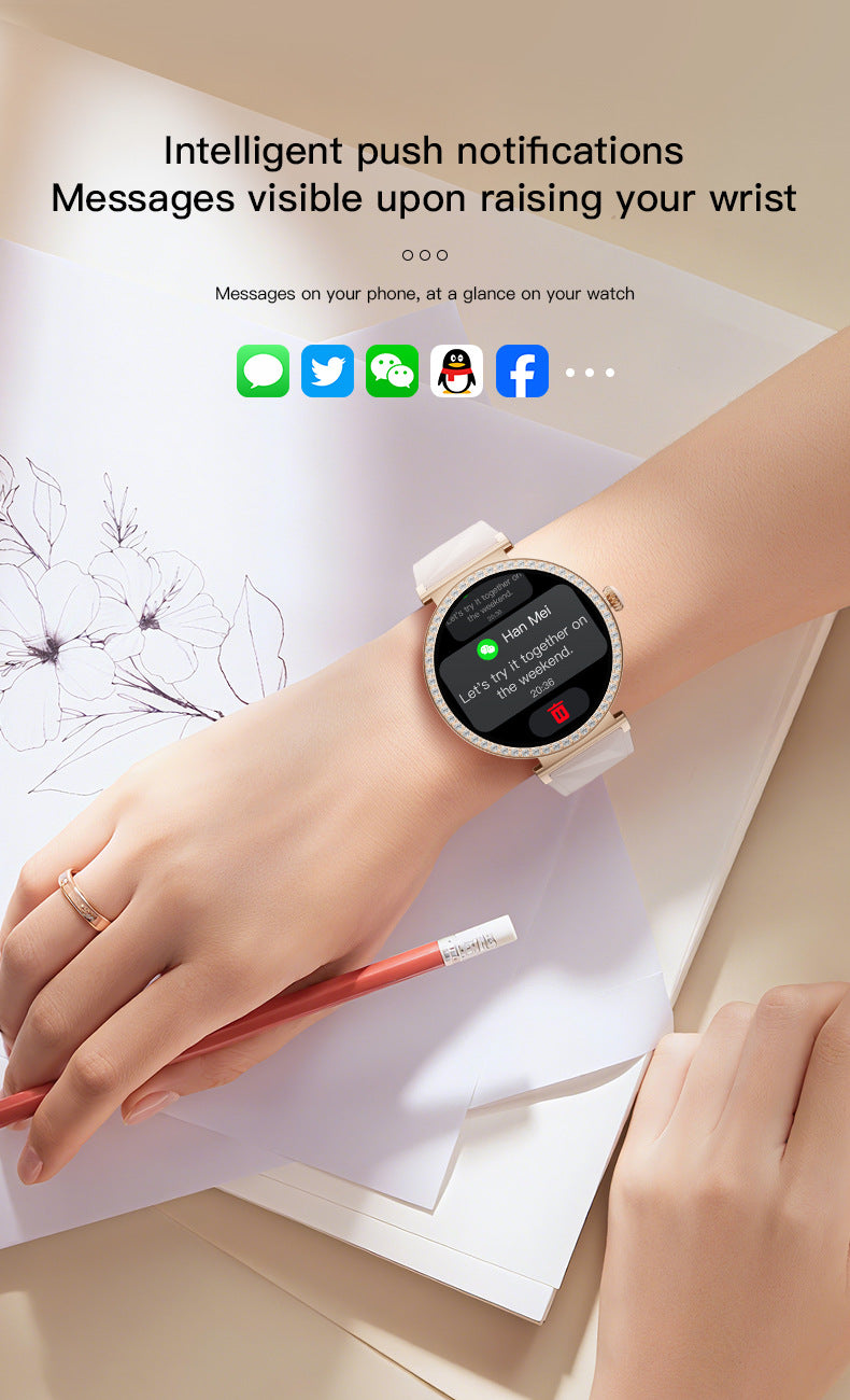 S16Smart Watch1.27inch Bluetooth Call Heart Rate Message Push Sleep Niche Full Diamond Women's Watch