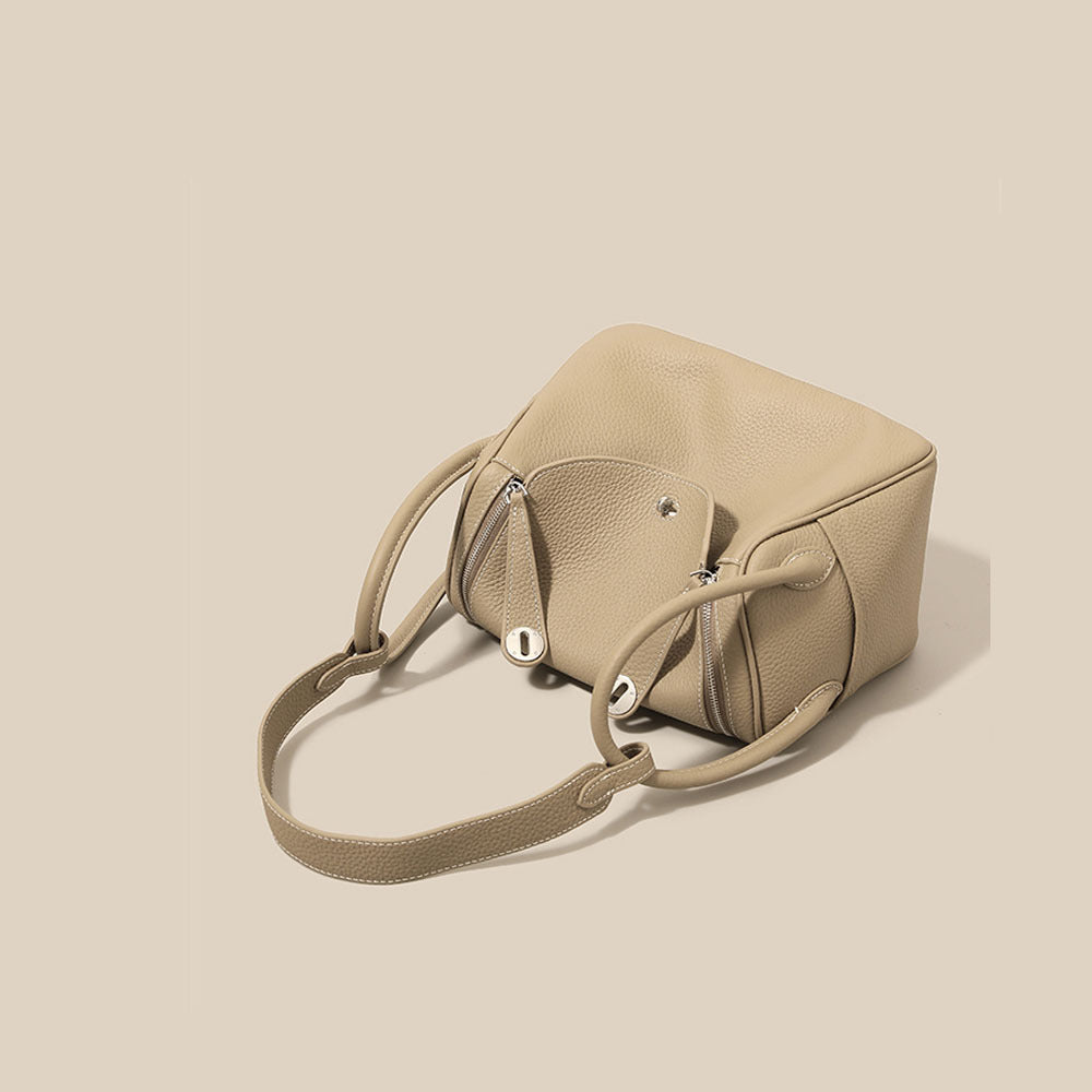 Doctor Genuine Leather Women's Bag2024Handheld Top Layer Cowhide Lychee Pattern Lindy Bag Single Shoulder Handbag Medicine Box Trendy