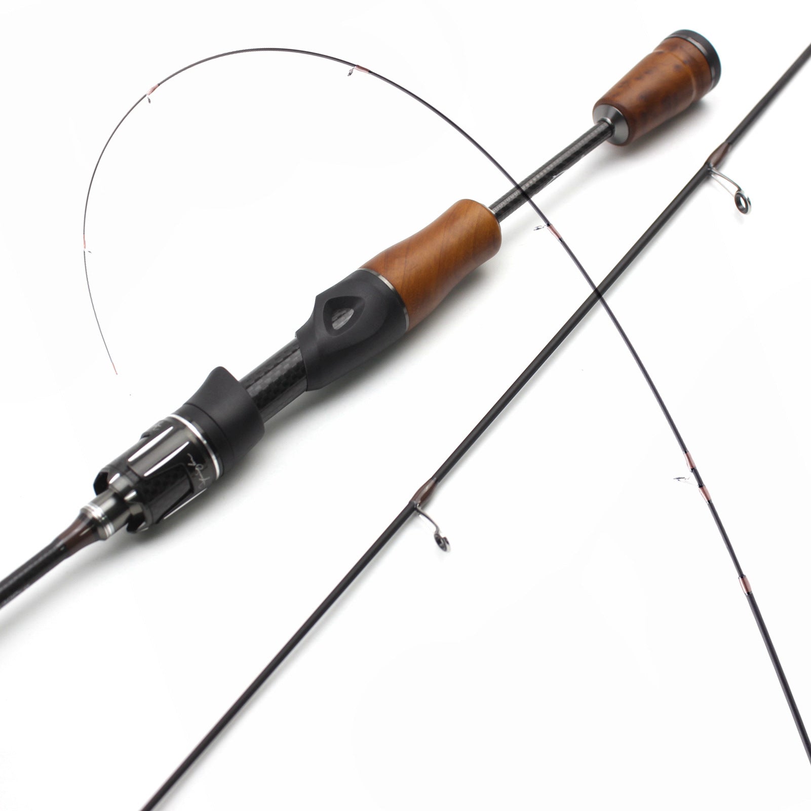 1.39Carbon Fiber UL High-end Lure Fishing Rod with Solid Wood Handle for Bass and Minnow, Straight Handle Gun Handle Rod
