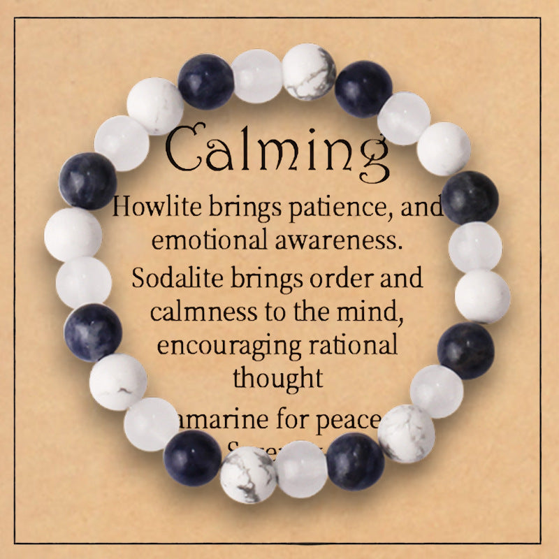 Women's White Pine Spacer Bracelet European and American Couple Obsidian Magnetic Bracelet8mm Beaded Amethyst Tiger Eye Bracelet