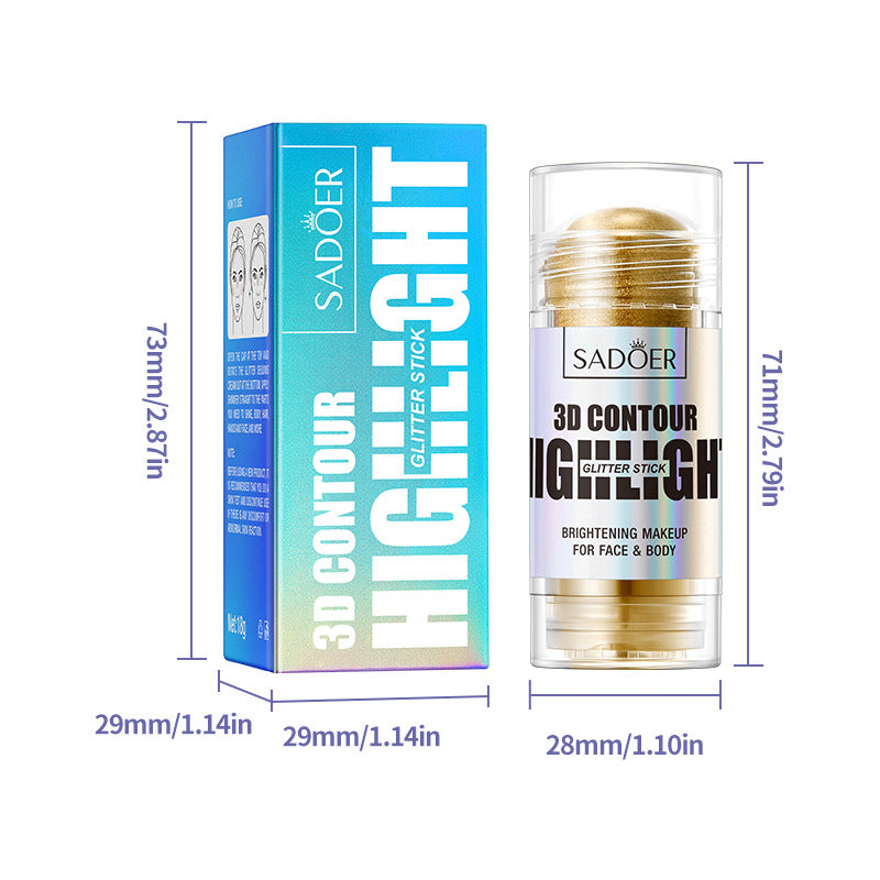 Bright Colors3D Highlighter SADOER Contouring and Shaping Makeup Highlight Stick Cross-Border Wholesale