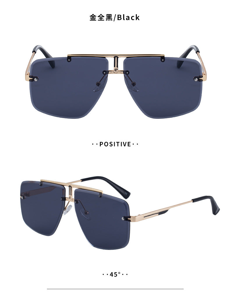 Frameless Sunglasses Men's High-end European and American Fashion New Trendy Glasses Women's Square Frame Sunshade Sunscreen Sunglasses