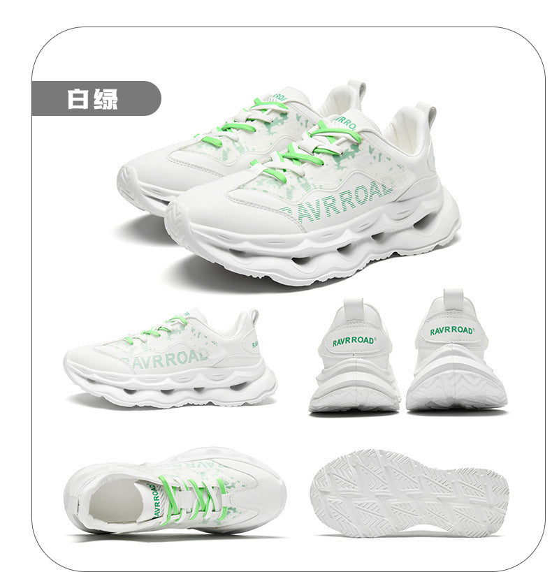 2025New Year's New Rebound Shock Absorption Sports Shoes Men's Fashion Retro Leather Dad Shoes Comfortable Wear-Resistant Running Shoes