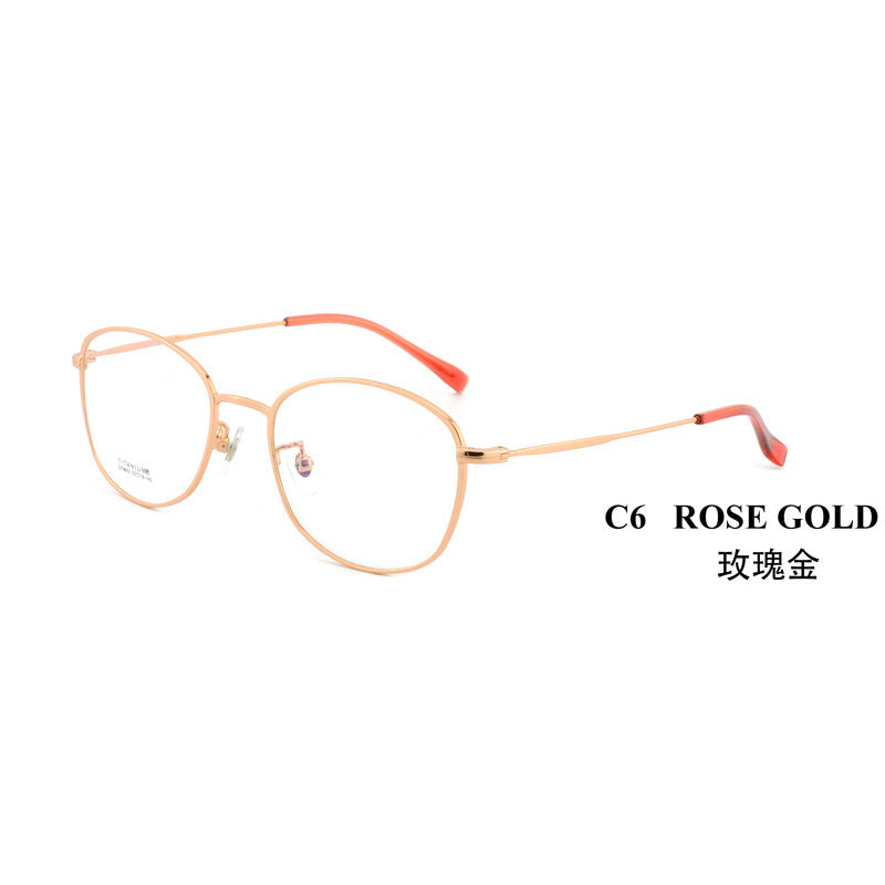 IP Electroplated Women's Glasses Retro Half Titanium Glasses Frame Oval Frame Metal Frame2023New model for nearsightedness