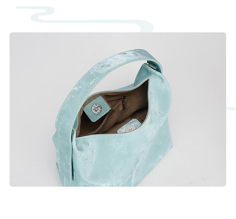 New Chinese Style National Style Satin Lunch Box Bag Niche Satin Gradient Handbag Crossbody Bag Versatile Women's Bag