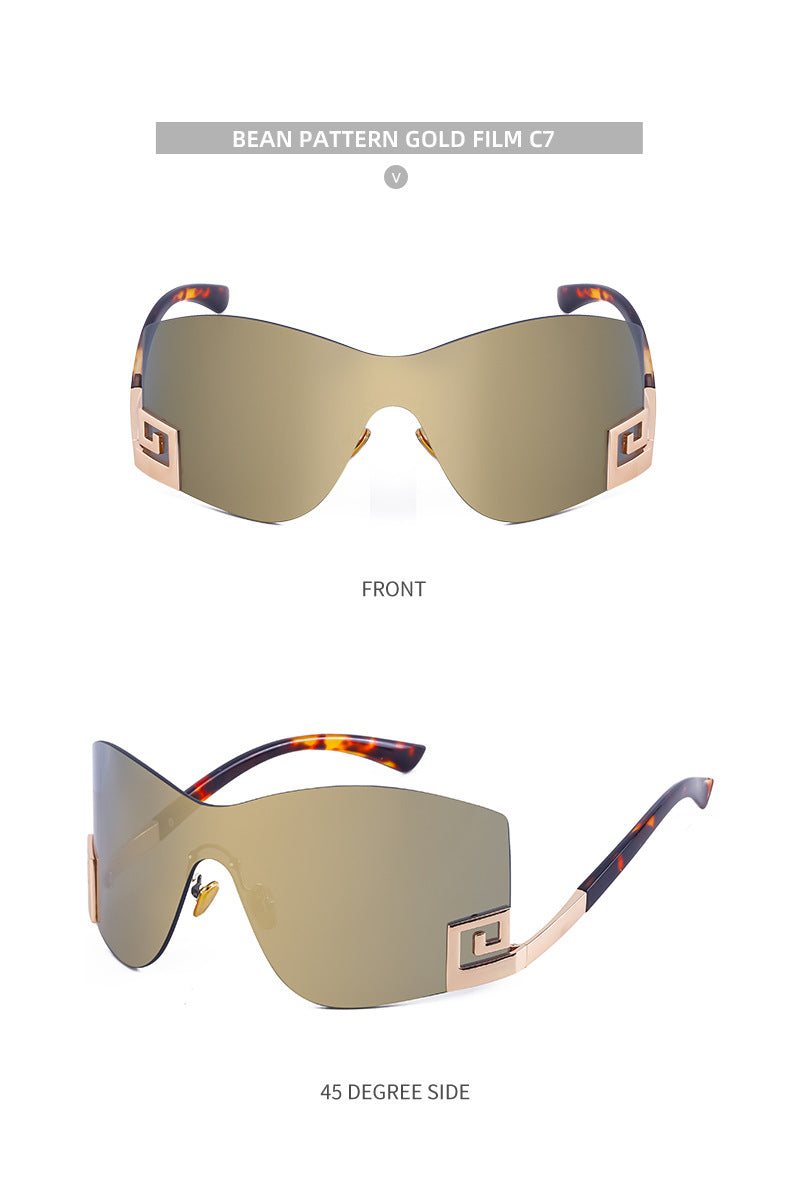 European and American Fashion Frameless Windproof Sunglasses for Women Trendy Large Frame Sunglasses Women's Glasses Wholesale sunglasses