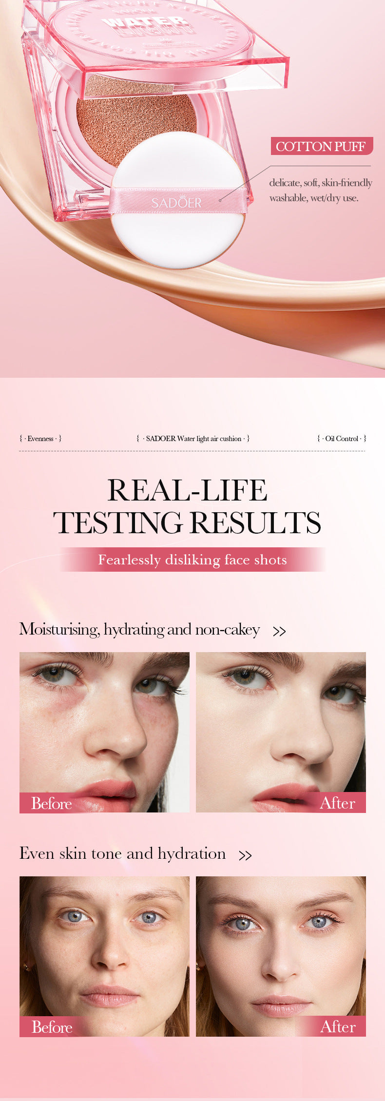 Makeup SADOER Hydrating Cushion Concealer Contouring Brightening Skin Tone BB Wholesale Cross-Border Foreign Trade Frost