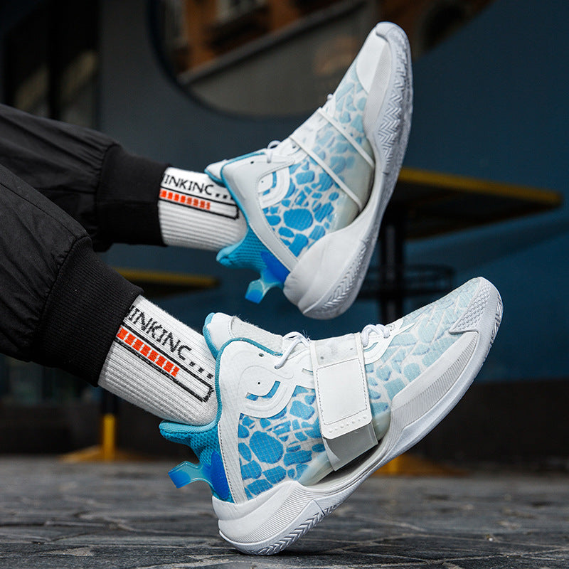 Autumn and Winter New Water Flower4Trendy Casual Basketball Shoes for Teenagers with Velcro Friction Sound and Non-Slip Sports Shoes