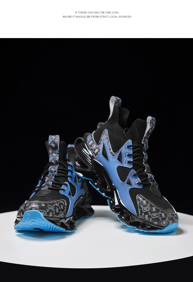 Fashion Blade Men's Shoes Mesh Breathable Sports Casual Running Shoes Men's Shock Absorption Anti-Slip Height Increasing Dad Trendy Shoes