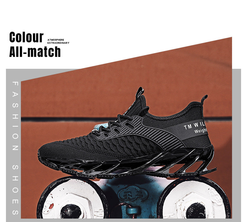 2025Summer New Men's Shoes Non-Slip Blade Shoes Men's Running Shoes Breathable Flyknit Mesh Shoes Sports Casual Shoes