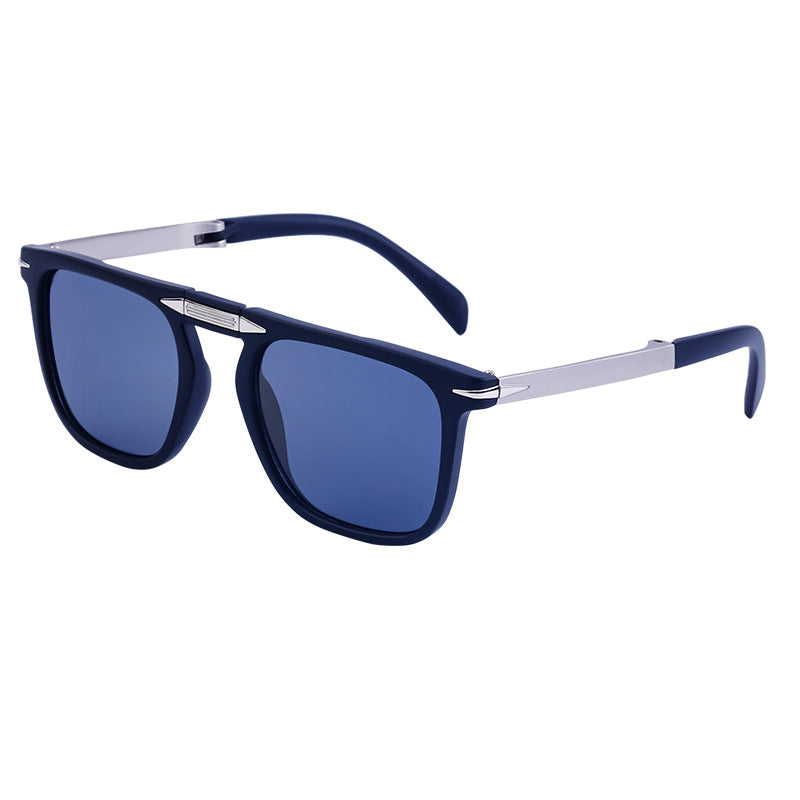 Retro Square Frame Folding Polarized Sunglasses for Men, Trendy Driving Sun Protection Glasses shades