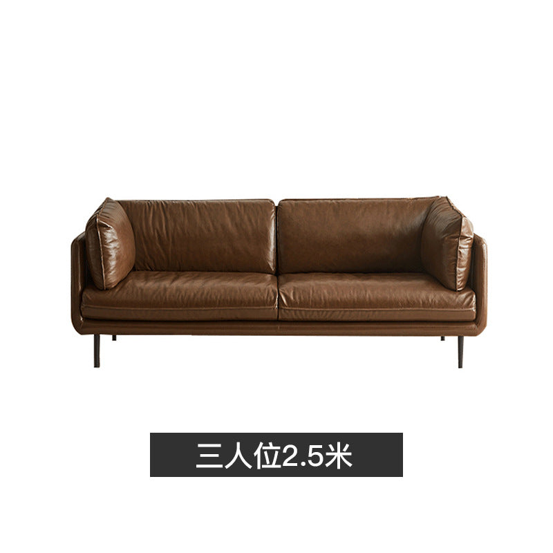 Factory Direct Sales Embrace Genuine Leather Sofa Nordic Italian Minimalist Full Top Grain Cowhide Vintage Retro Oil Wax Leather Sofa Shipping and tax not included