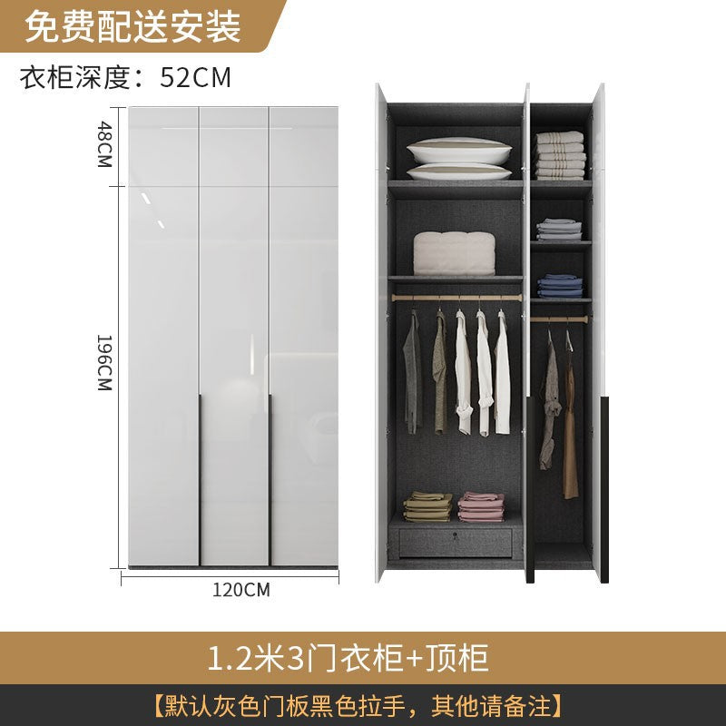 Modern Simple Wardrobe with Swing Doors, Storage Wardrobe with Dressing Table, Shelves, Side Cabinet, Bedroom Wardrobe, Entryway Installation