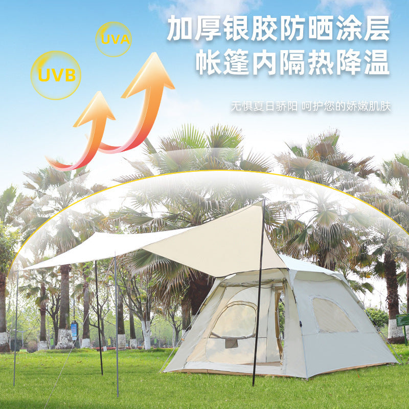 Canopy Tent 2-in-1 Outdoor Camping Waterproof Fabric Full Set Thickened Silver Coating Sunproof Rainproof Four Seasons Tent