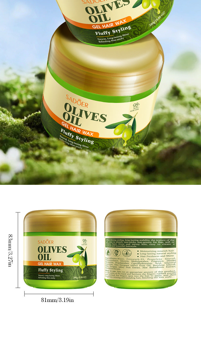 Full English Olive Oil Hair Styling Wax SADOER Nourishing Gel Styling Fluffy Hair Wax  Foreign Trade Wholesale