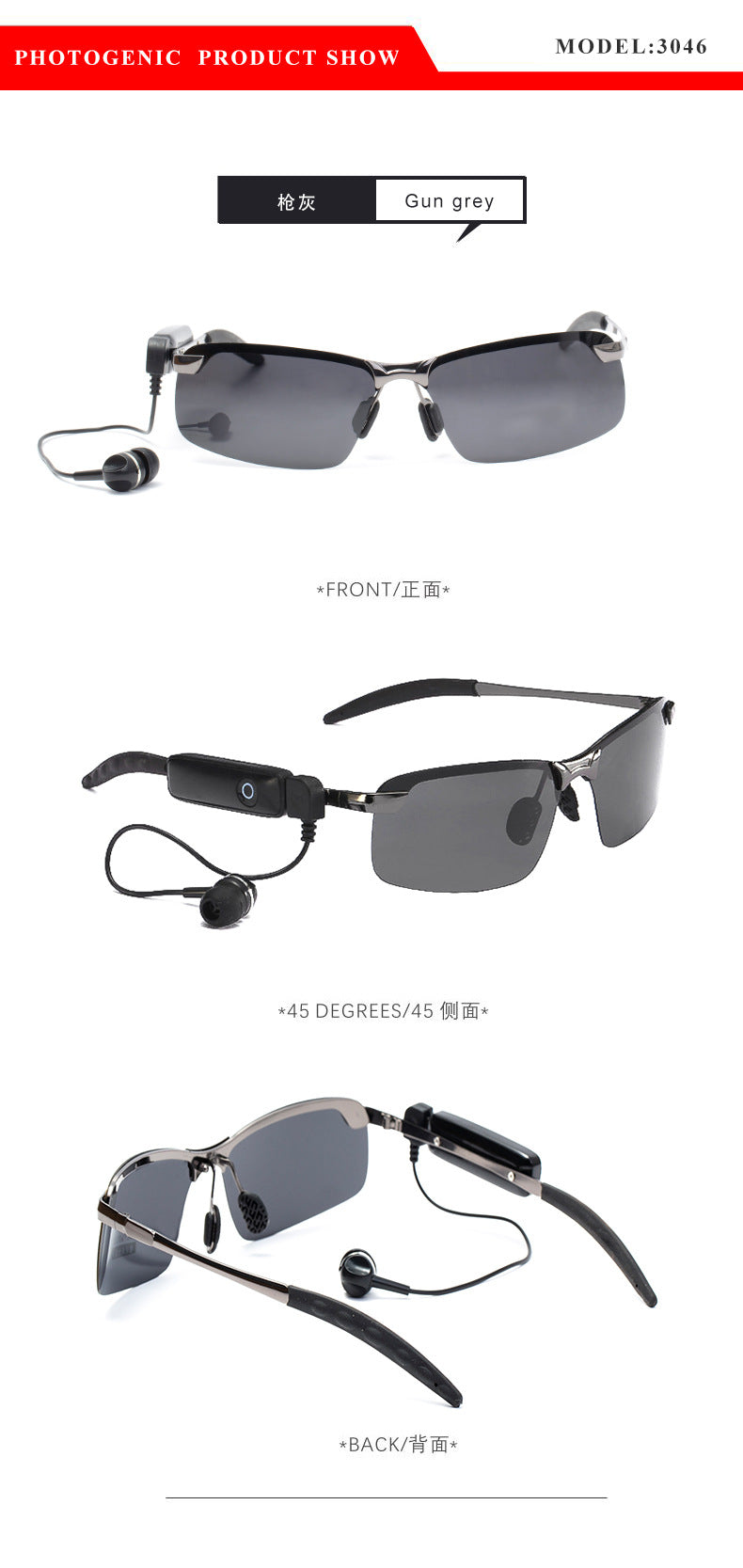 New Smart Stereo Bluetooth Music Glasses Retro Glasses Polarized Sunglasses Music Phone Driving Glasses