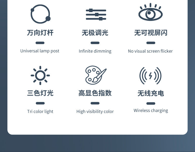 Custom Eye Protection Desk Lamp Bedroom Bedside Lamp Multifunctional Wireless Charging Study Lamp Foldable Desktop Reading Smart Lamp