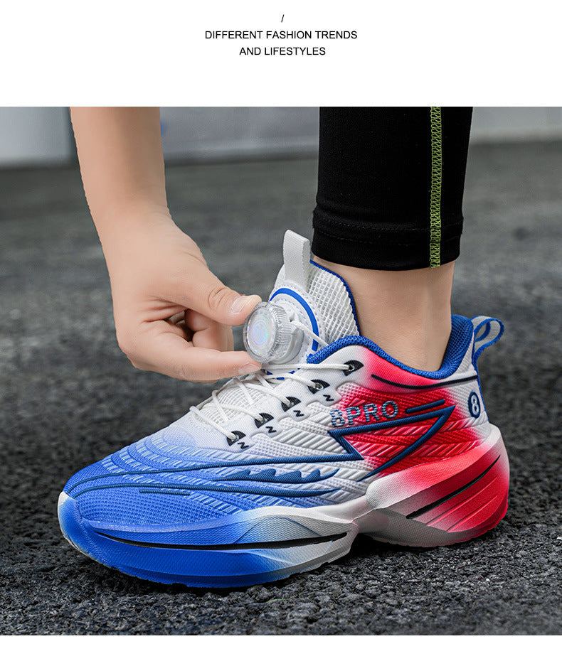 2025New Mesh Breathable Rotating Button Children's Shoes Student Training Running Shoes Red Rabbit Children's Mandarin Duck Sports Shoes
