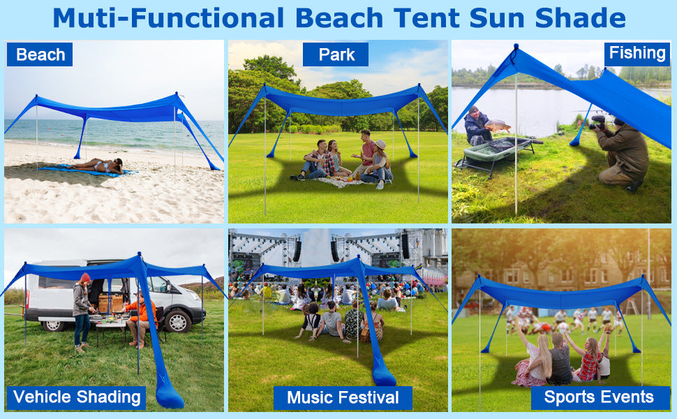 Outdoor Lawn Beach Lycra Canopy Tent Portable Lawn Camping Fishing Tent Outdoor Sun Protection Cooling Shade