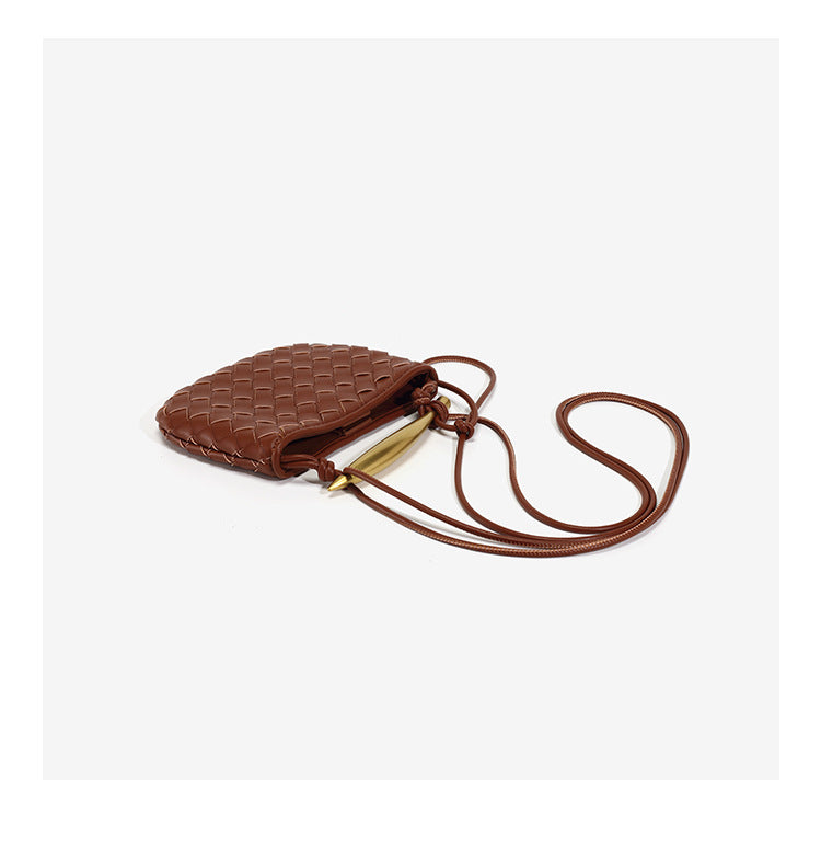 European and American Handmade Woven Bag Sardine Bag Niche Design Dumpling Bag Women's Metal Handbag Shoulder Bag Crescent Bag