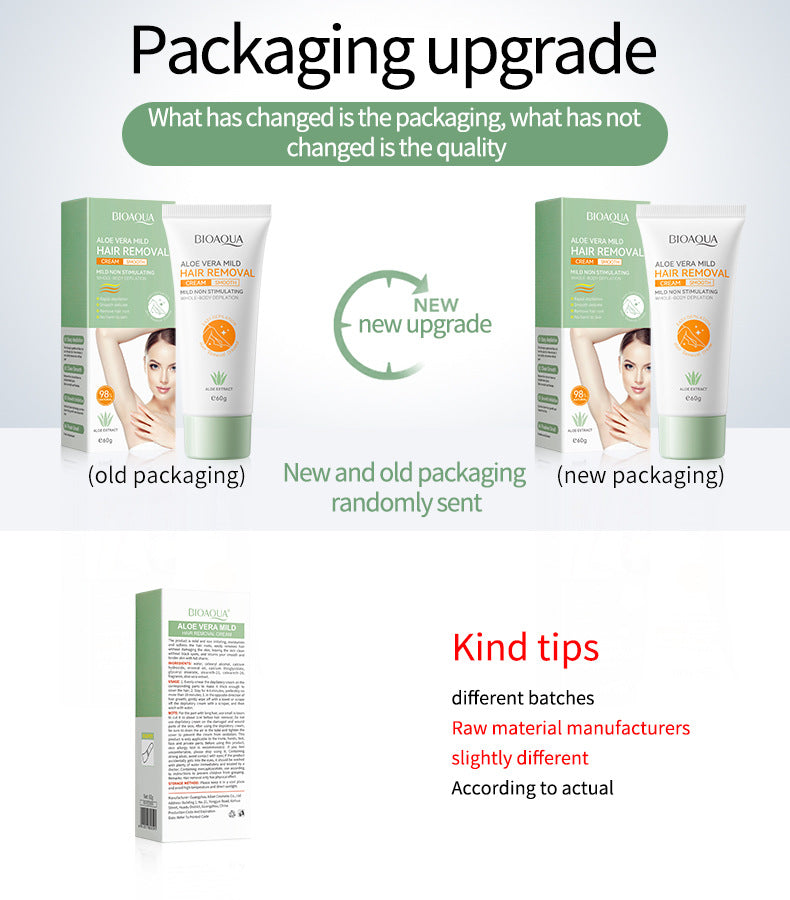 Full English Aloe Vera Hair Removal Cream60g BIOAOUA Hair Removal Non-Irritating  Wholesale