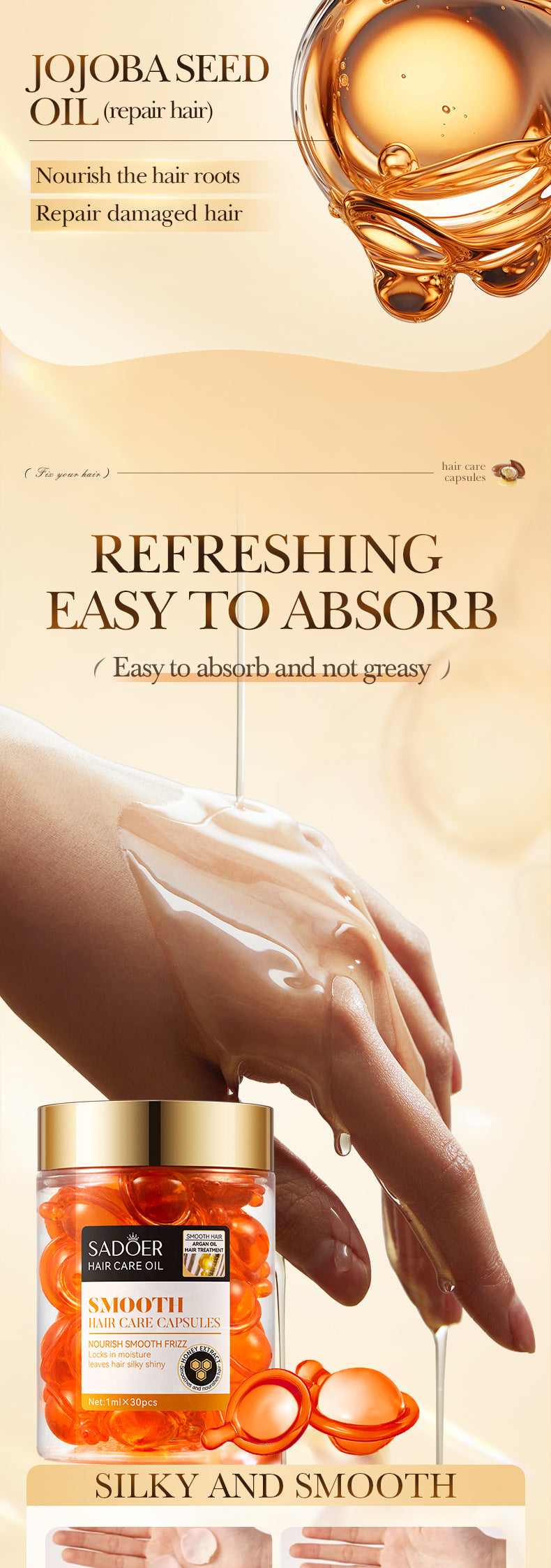 Full English Nut Oil Hair Care Capsules SADOER Improve Frizz Essential Oil Capsule Conditioner  Wholesale