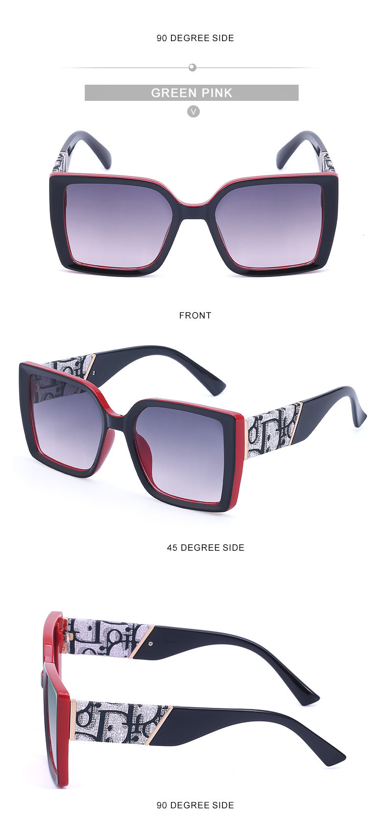 New Fashion Large Frame UV Protection Sunglasses for Women Square Frame Sunglasses European and American Style Glasses