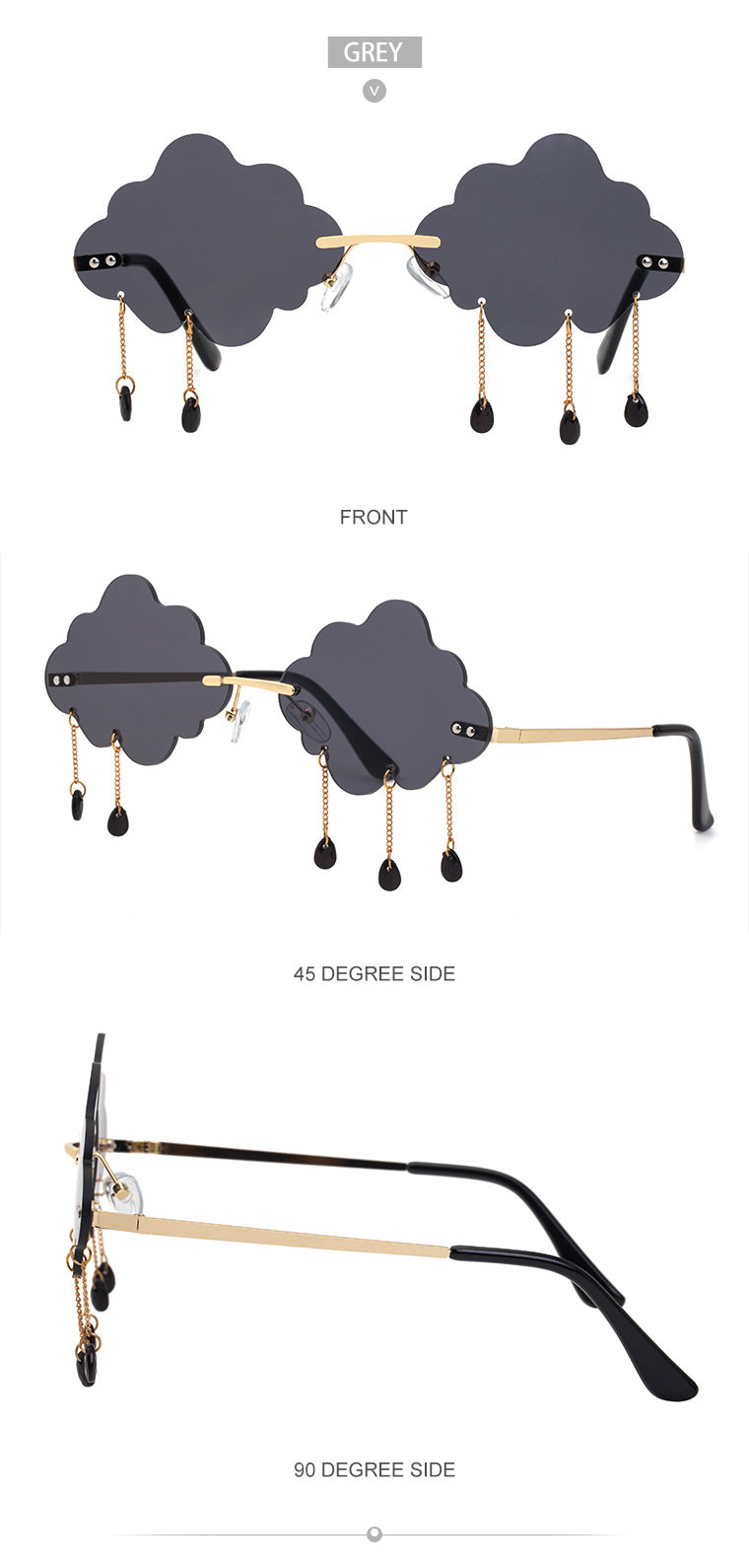 New Sunglasses for Women with Pendant Cloud Design, Trendy Personality Party Funny Ocean Film Prom Sunglasses