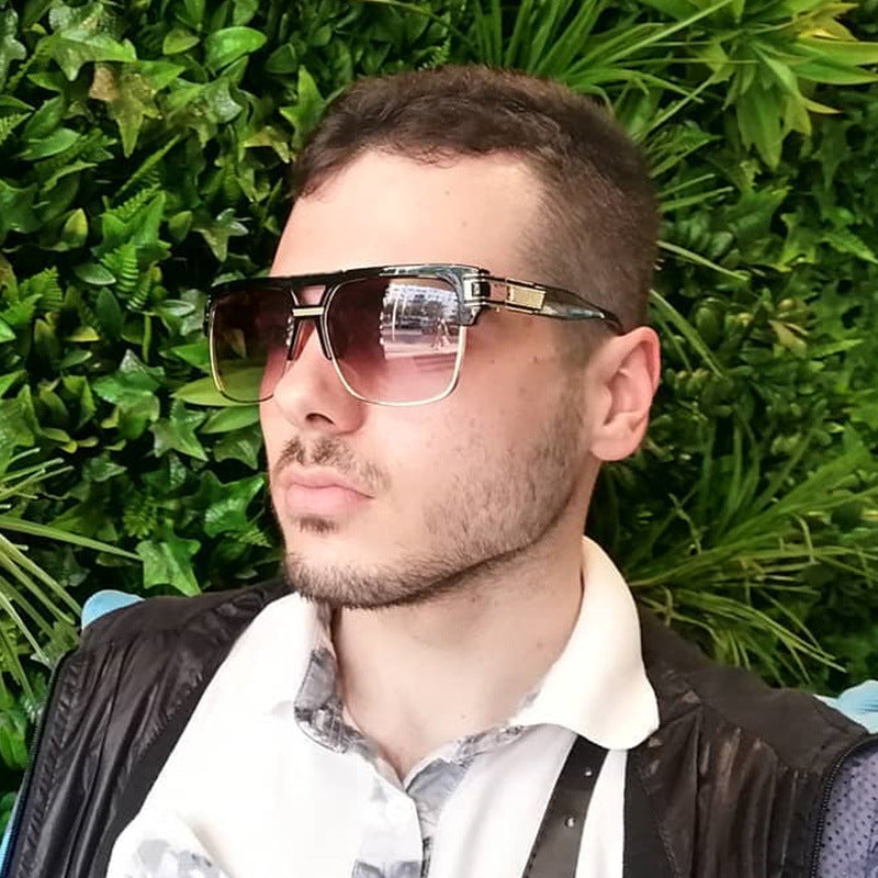 Glasses for Men Driving Special European and American Large Frame Sunglasses Men's High-end Sense Retro Trend Sunscreen Sunshade Full Frame Sunglasses