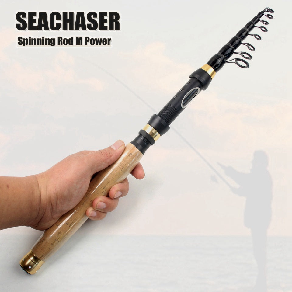 Manufacturer Wholesale Retractable Lure Rod Short Section Portable Small Sea Rod Wooden Handle Light Casting Rod Fishing Rod New Product